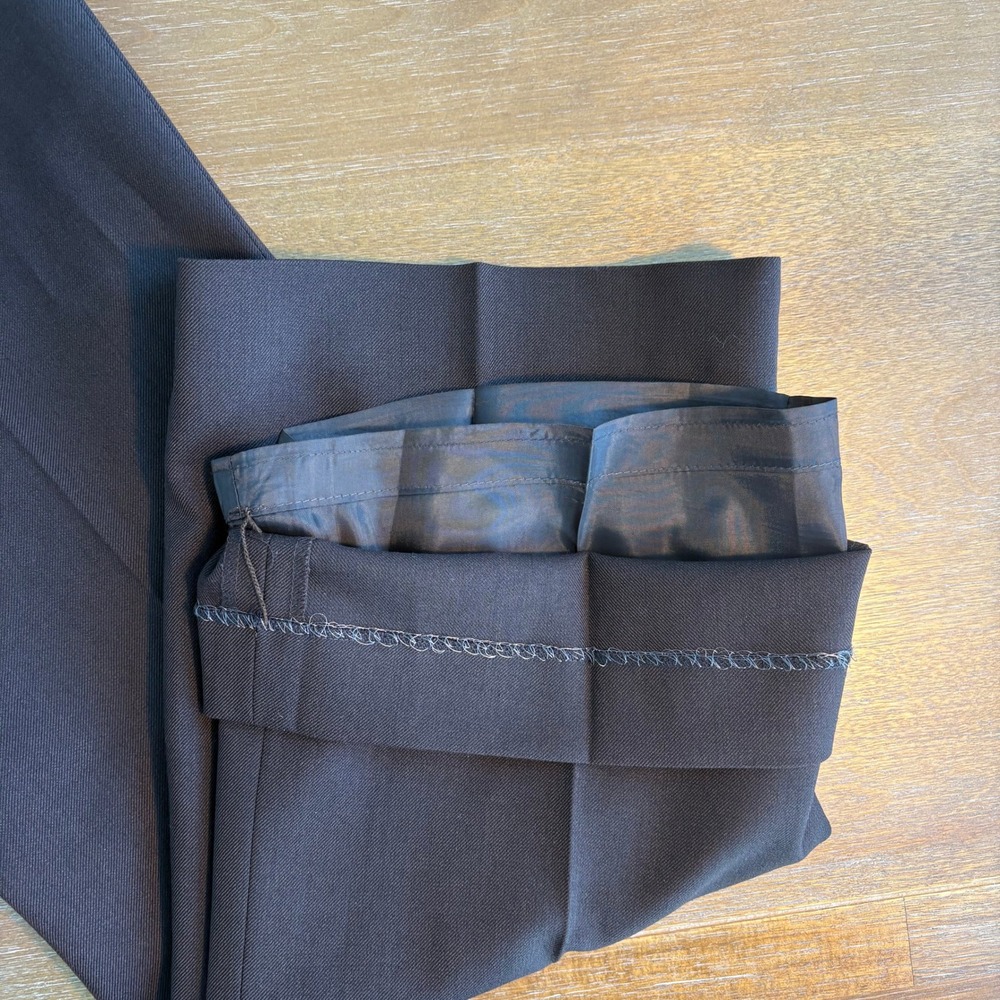 Women's 4 Petite Dress Pants Chocolate Brown Wool Blend Trousers - Picture 5 of 8